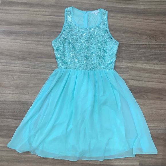 Jun & Ivy Sequin Aqua Dress - Picture 1 of 2